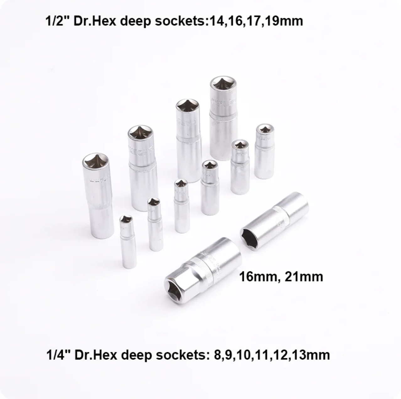 JUEGO DE DADOS 89 PIEZAS DE 1/2" Y 1/4" - Imagen 6
