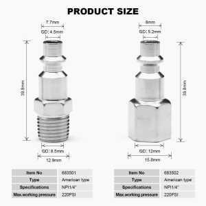 2PCS CONECTOR AMERICANO HE 1/4